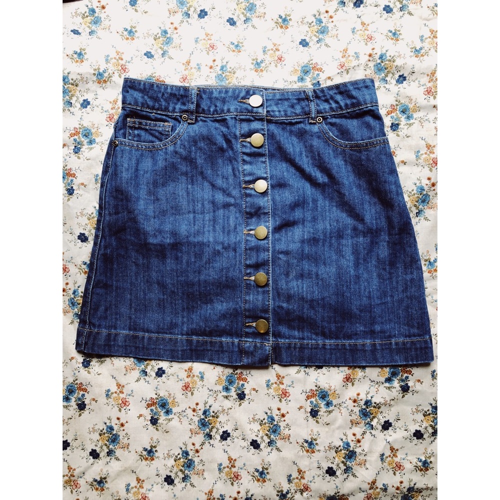 Button Front Jean Skirt